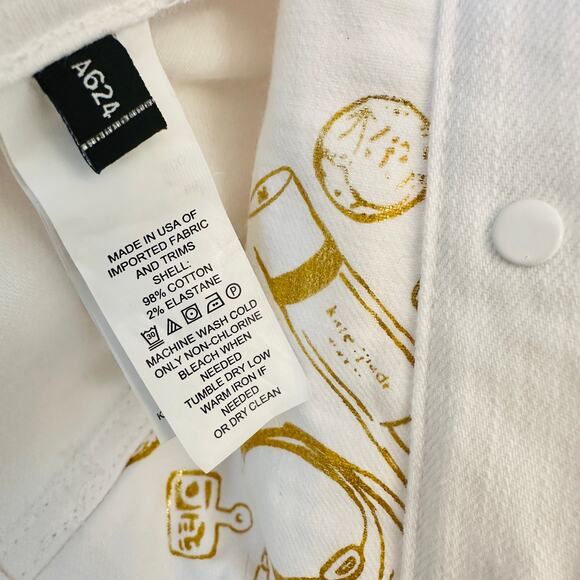 $298 KATE SPADE NWT Classic All White Denim Jean Jacket – Large - Picture 10 of 15